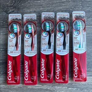 Lot of 5 NEW Colgate 360 Advanced Optic White Medium Toothbrushes